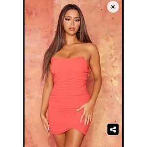 pretty little thing coral dress
